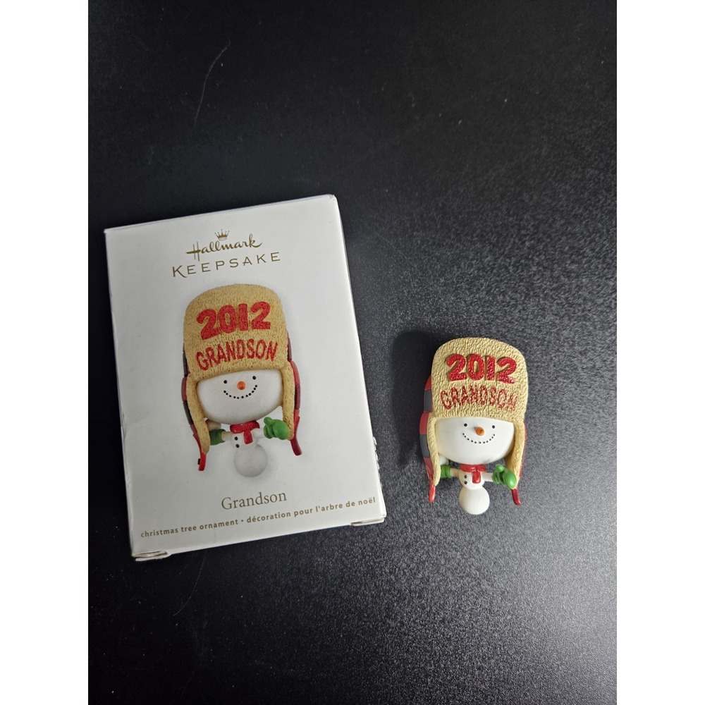 Hallmark 2012 Grandson Snowman Ornament Keepsake Christmas Tree Decor w/ Box